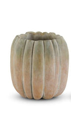 Tall Whitewashed Orange And Green Cement Pumpkins