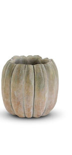 Tall Whitewashed Orange And Green Cement Pumpkins