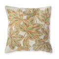 20 Inch Green With Rust Embroidered And Bead Leaf Pillow