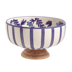 Blue Wood Pedestal Bowl