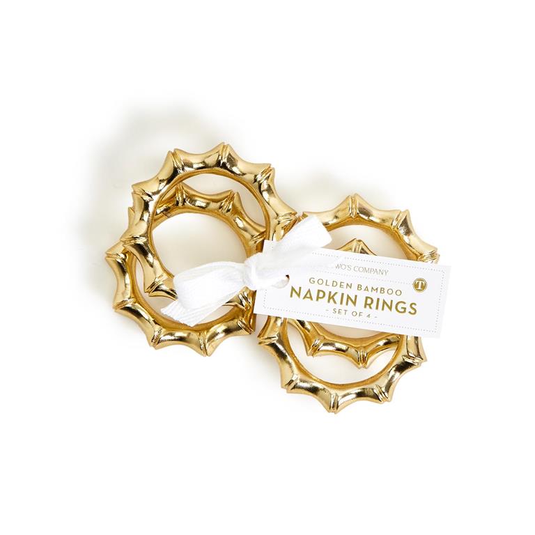 Golden Bamboo Napkin Ring Set Of 4