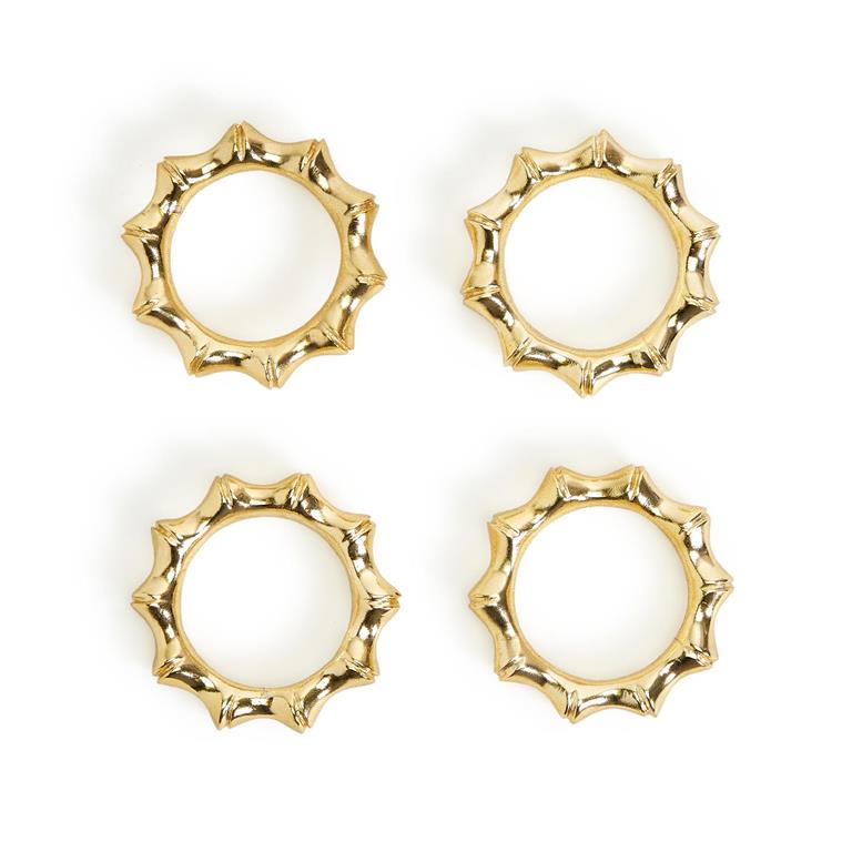 Golden Bamboo Napkin Ring Set Of 4