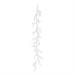 65 Inch Gold Glittered Twig Garland With Pearls