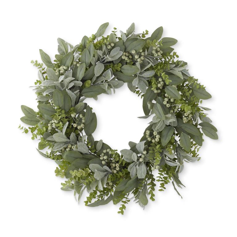 30 Inch Mixed Green Foilage With Berries Wreath