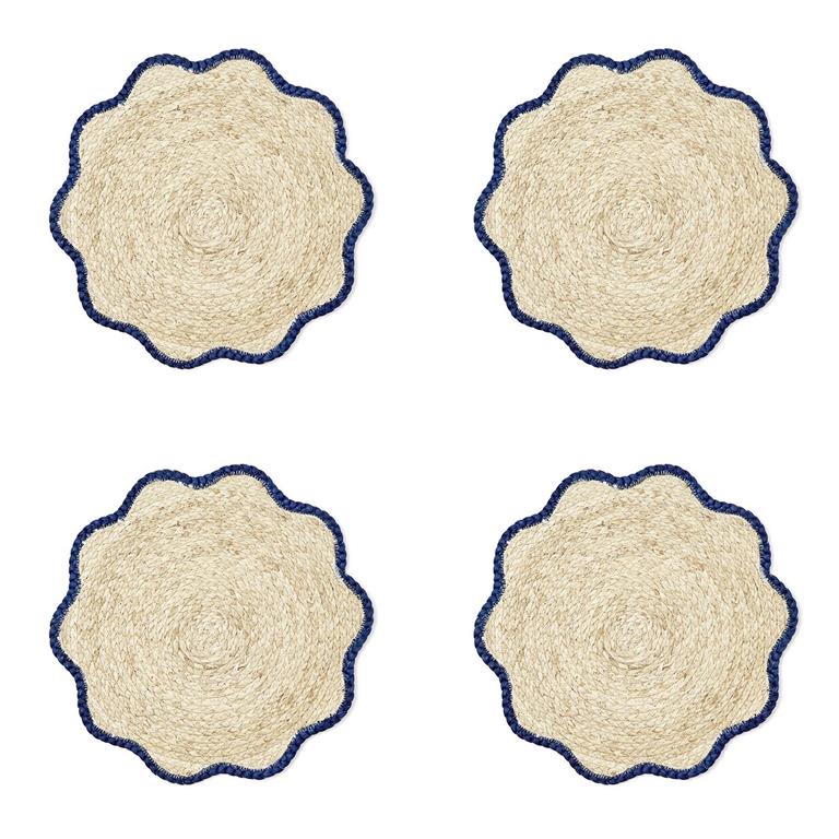 Set of 4 Handwoven Scalloped Edge Placemats - Seagrass