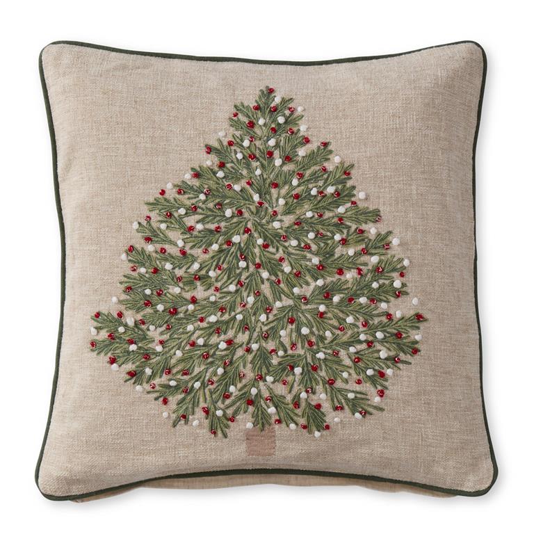 20 Inch Tan Christmas Tree Pillow