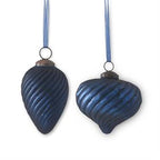 Frosted Blue Glass Swirl Ornament