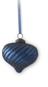 Frosted Blue Glass Swirl Ornament