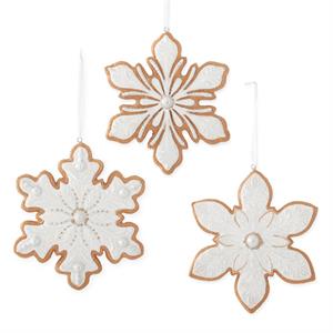 6 Inch White Glittered Snowflake Ornament