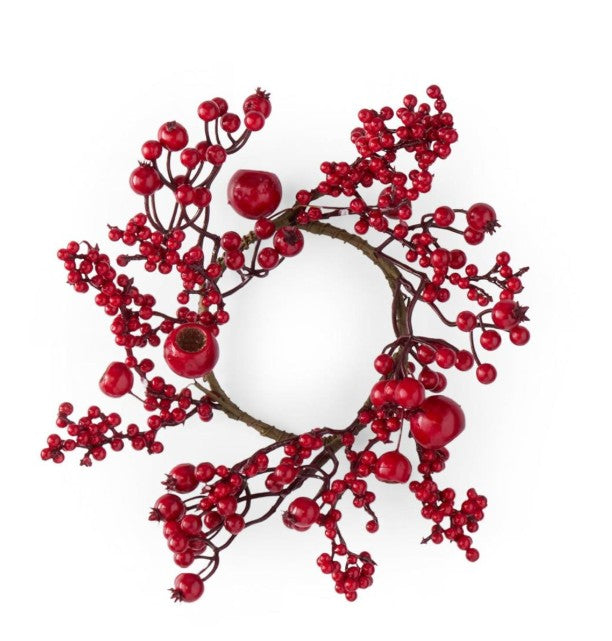 11.5 Inch Red Berry Candle Ring