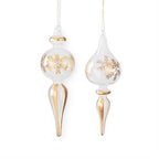 Clear Finial With Gold Etched Snowflake Ornament