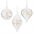 Clear Glass Gold Etched Snowflake Ornament