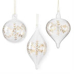 Clear Glass Gold Etched Snowflake Ornament