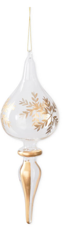 Clear Finial With Gold Etched Snowflake Ornament