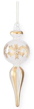 Clear Finial With Gold Etched Snowflake Ornament