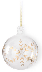 Clear Glass Gold Etched Snowflake Ornament