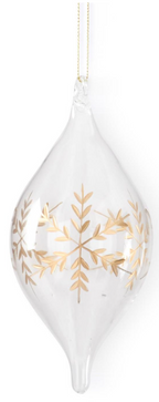 Clear Glass Gold Etched Snowflake Ornament