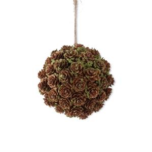 5.25 Inch Green And Brown Pinecone Ball