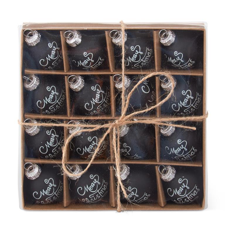 Box Of 16 One Inch Merry Christmas Ornaments