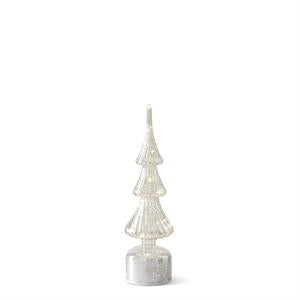 Rotating Silver Mercury Glass LED Tree