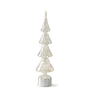 Rotating Silver Mercury Glass LED Tree