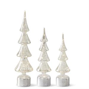 Rotating Silver Mercury Glass LED Tree