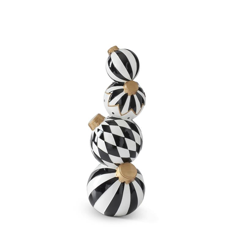 15.75 Inch Black And White Stacked Ornaments
