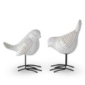 6 Inch White Ceramic Bird With Metal Feet