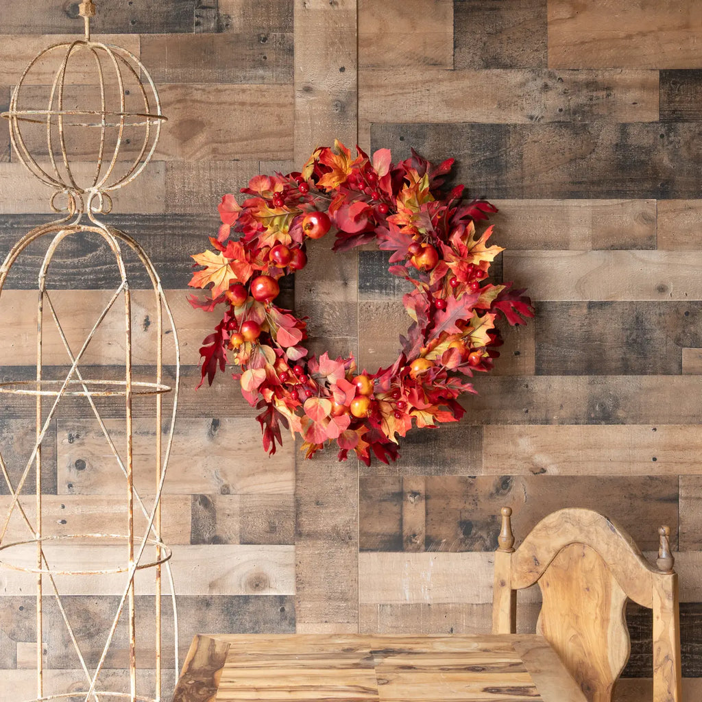 Fall Leaf And Pomegranate Berry Wreath