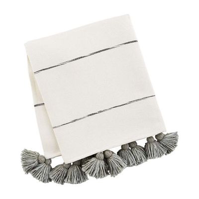 60" x 50" Gray Tassel Throw