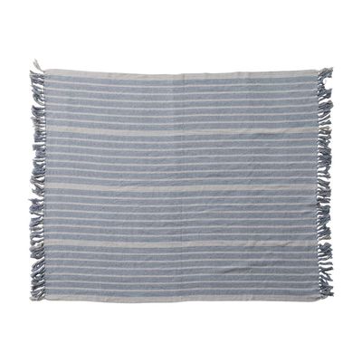 60" x 50" Woven Blue Stripe Throw