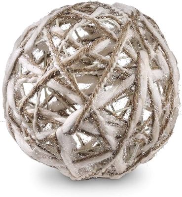6 Inch Cream And Tan Yarn Ball Ornament