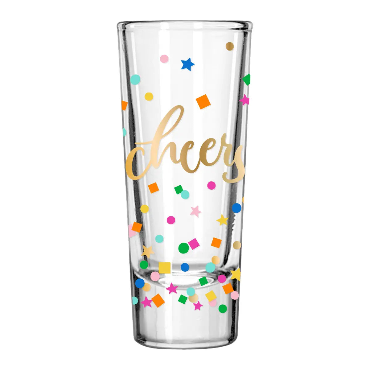 Cheers Confetti Shot Glass