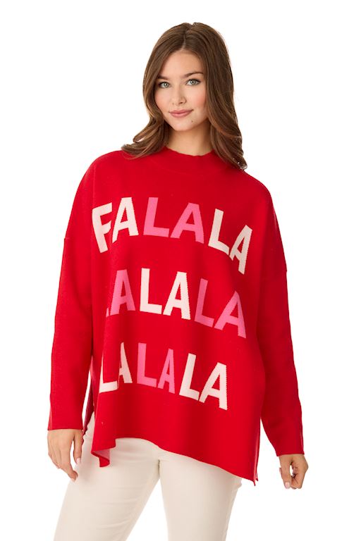 Red Holiday Jacquard Sweater One Size