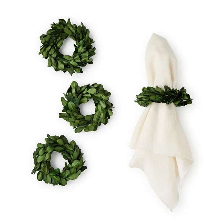 Boxwood Wreath Napkin Rings Set Of 4