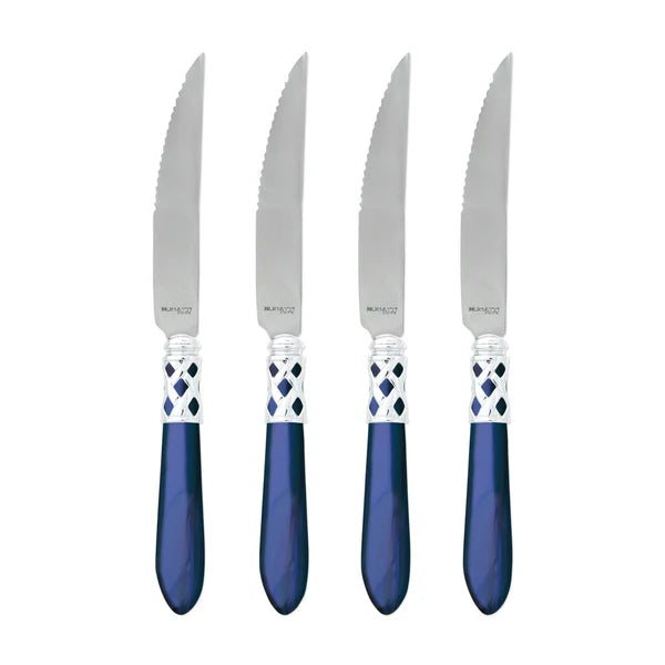 Vietri Aladdin Steak Knife Set Of 4 Brilliant Blue