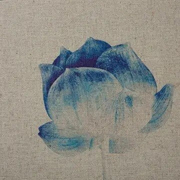 Blue Botanical Linen Print - 1 Flower
