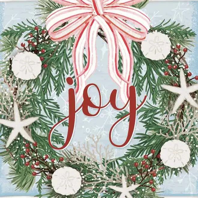Coastal Christmas Wreath Guest Towel