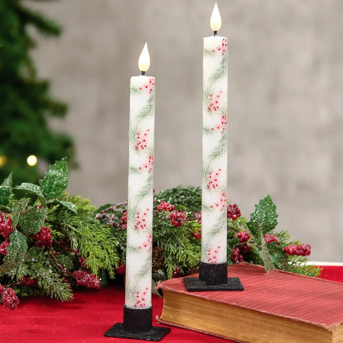 Winter Pine And Berry Tapers