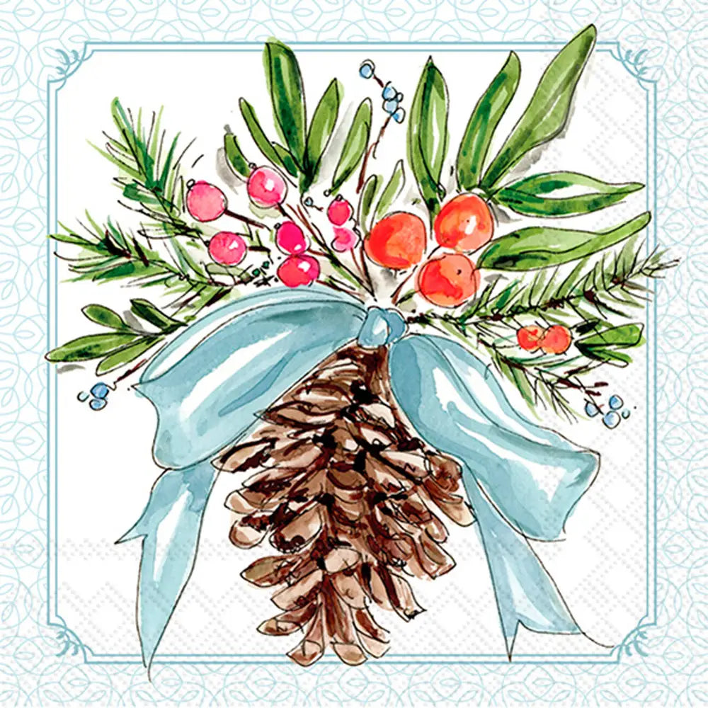 Pinecones And Ribbon Cocktal Napkin