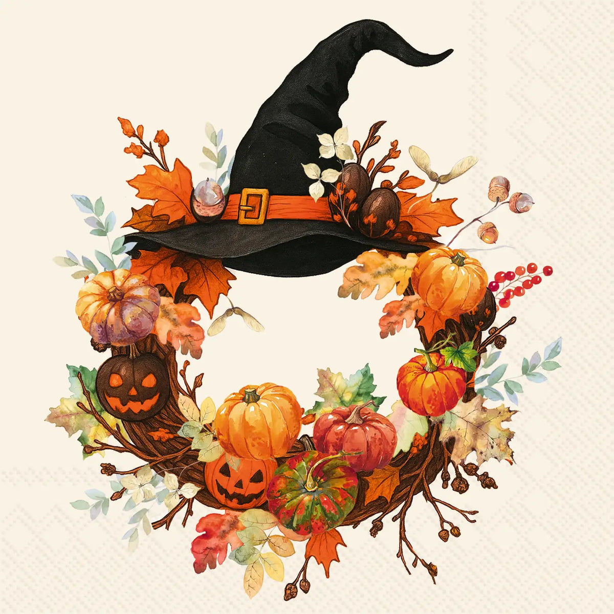 Cocktail Napkin Witch Wreath