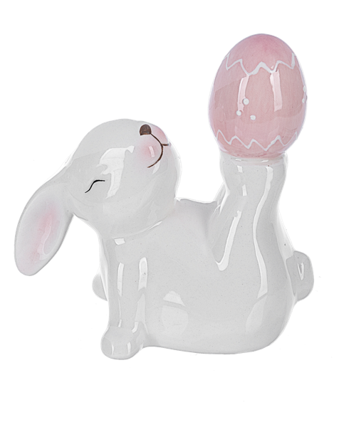 Ceramic Lying Rabbit With Egg