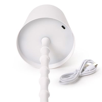 Cordless LED White Bamboo Table Lamp