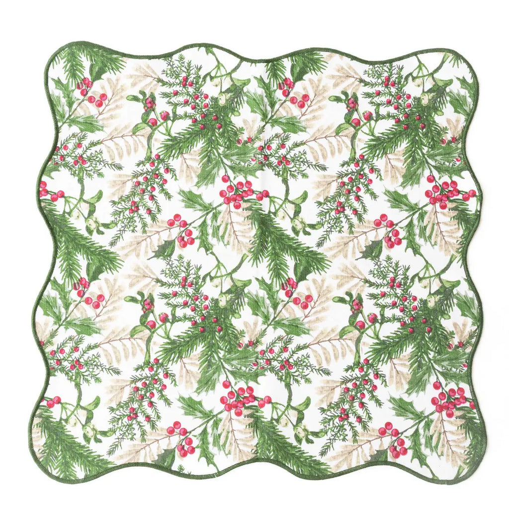 Woodland Berry Scalloped Cotton Dinner Napkin Set Of 4