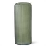 Frosted Green Ribbed Glass Vase