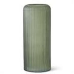 Frosted Green Ribbed Glass Vase