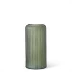 Frosted Green Ribbed Glass Vase