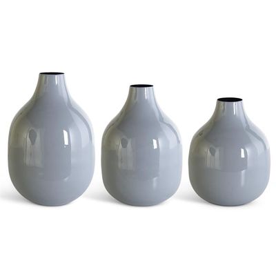 Gray Enameled Metal Vase