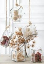 Hand-blown Square Clear Glass Hanging Vase