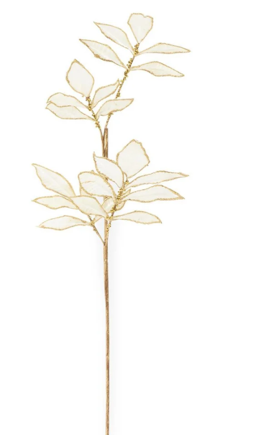 29 Inch White Velvet Leaf Stem